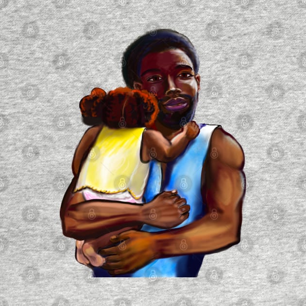 The best Father’s Day gifts 2022.Father and child - Super dad -  Strong muscular black man cradling a baby by Artonmytee